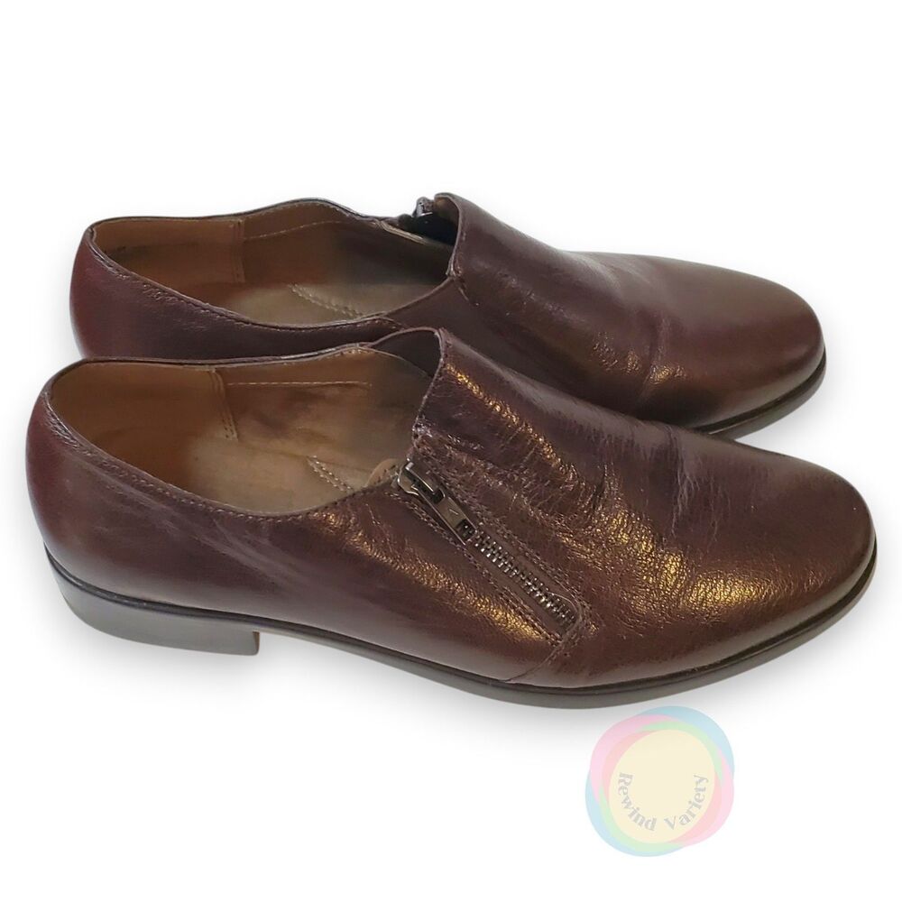 NIB Aerosoles Publisher Dark Brown Leather Bootie Loafer Zip Size 9.5